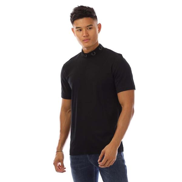 フレッドペリー メンズ トップス Tシャツ ハイネック Fred Perry Laurel Wreathigh Neck T-Shirt Black ブラック｜ReVida 店