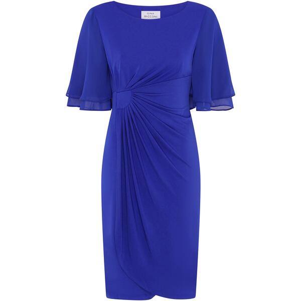 ジーナバッコーニ レディース トップス シャツ ラップワンピース シフォン ジャージー Gina Bacconi Hanne Jersey And Chiffon Wrap Dress Cobalt コバルト｜ReVida 店