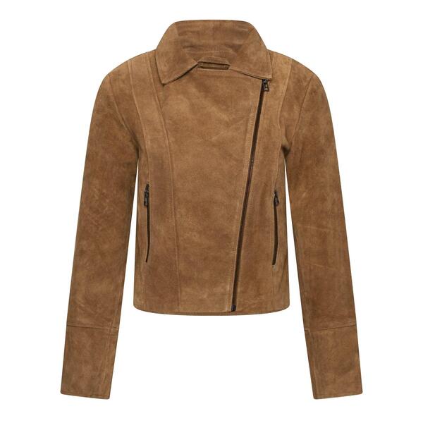 エル レディース アウター ジャケット・ブルゾン スエード Elle Bonnie Suede Biker Jacketan タン