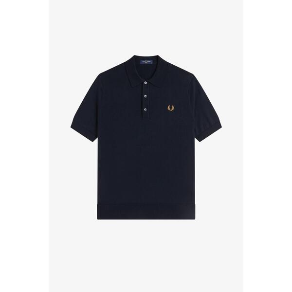 フレッドペリー メンズ トップス ポロシャツ ニット Fred Perry Men's Knitted Short Sleeve Polo Shirt Navy 608 ネイビー