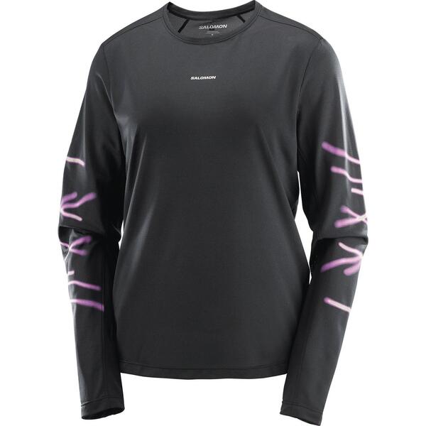 サロモン レディース トップス Tシャツ グラフィック Salomon SHAKEout Core Graphic LS Running Tee Womens Black ブラック|ReVida 店