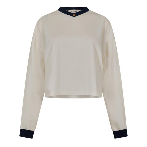ヴェルサーチ レディース トップス ティーシャツ ヴィンテージ Versace Women\u0027s Vintage Medusa Long Sleeve T-Shirt White Ink 白いこと