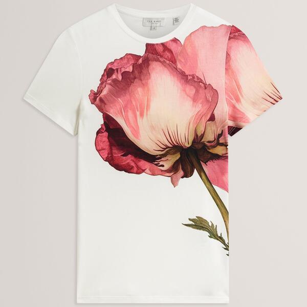 テッドベーカー レディース トップス ティーシャツ お花柄 お花 グラフィック Ted Baker Ted Baker Floral Graphic Softouch Fitted T-Shirt Ivory 象牙色 トップス-Tシャツ・カットソー-レディースファッション
