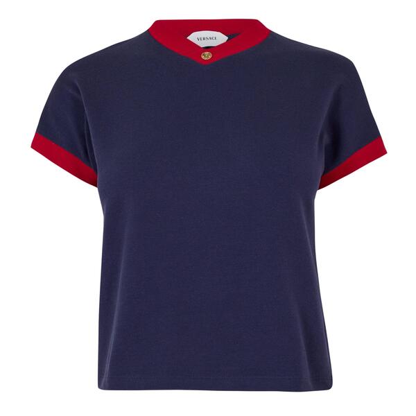 ヴェルサーチ レディース トップス プルオーバー か細い填まる ヴィンテージ Versace Women\u0027s Vintage Medusa Slim Fit-Shirt Ink Red 赤いこと