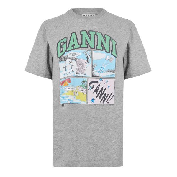 ガニー レディース トップス Tシャツ ジャージー Ganni Women's Basic Jersey Teddy T-Shirt Paloma｜ReVida 店
