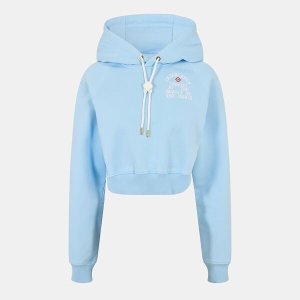 カサブランカ レディース アウター パーカー・スウェット クロップド Casablanca Women\u0027s Beauty Cropped Hoodie Blue 青碧