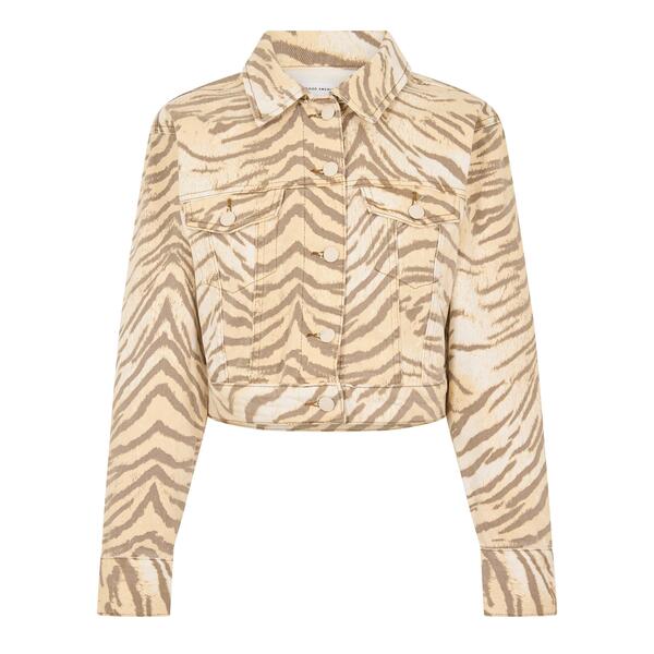 好ましいアメリカン レディース アウター 上衣・上衣 ジーンズ Good American Women\u0027s Denim Jacket brown tiger 赤銅色