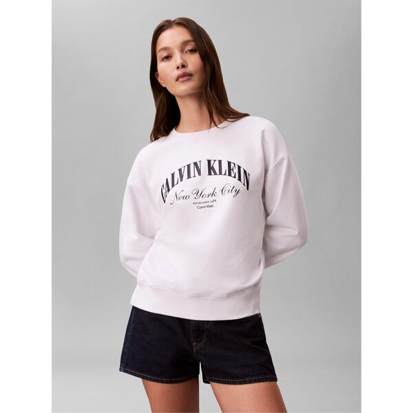 カルバンクライン レディース アウター パーカー・スウェット シャツ Calvin Klein Jeans Women's Crew Sweatshirt Bright White ホワイト