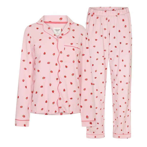 チェルシーピア レディース アンダー御召しもの ナイト爵御召しもの Chelsea Peers Women\u0027s Modalong Sleeve Pyjama Setstrawberries