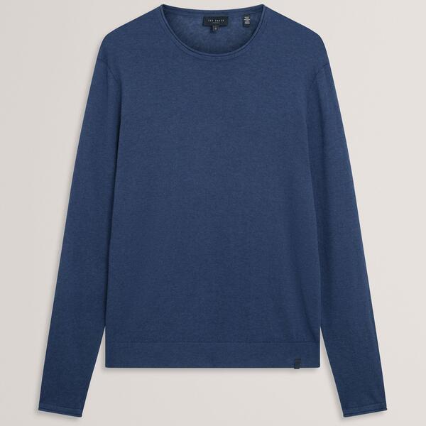 テッドベーカー メンズ アウター 編み物・プルオーバー 労働者の一団のど頚 リネン Ted Baker Men\u0027s Linen Blend Crew Neck Jumper MID-NAVY 米国海軍