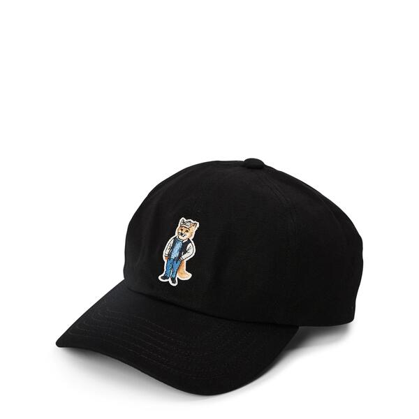 メゾンキツネ メンズ 添え物 かぶり笠 旗がしら Maison Kitsune Men\u0027s Dressed Fox Baseball Cap Black 黒いこと