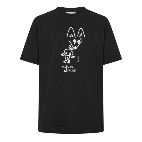 メゾンキツネ メンズ トップス Tシャツ Maison Kitsune Men's Party Fox Comfort-Shirt Black ブラック｜ReVida 店
