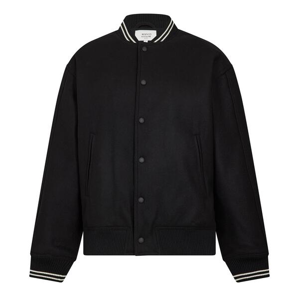 メゾンキツネ メンズ アウター ジャケット・ブルゾン Maison Kitsune Men\'s Varsity Teddy Blouson Jacket Black ブラック|ReVida 店