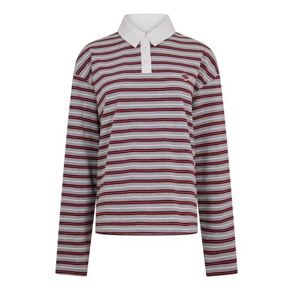 ザ クチュール クラブ レディース トップス ポロシャツ The Couture Club Women'striped Rugby Polo Shirt Grey/Burg グレー|ReVida 店