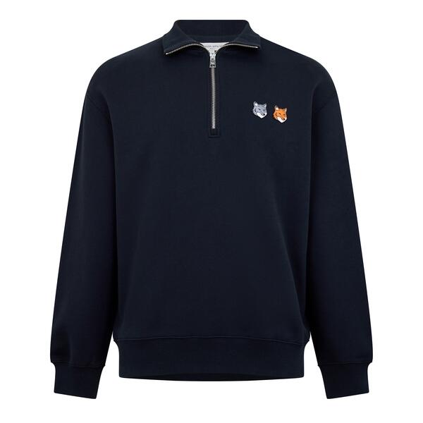 メゾンキツネ メンズ アウター パーカー・スウェット シャツ Maison Kitsune Men's Double Fox Hooded Comfort Crew Sweatshirt Anthracite｜ReVida 店