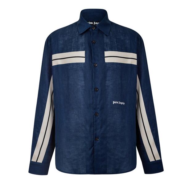 パーム・エンジェルス メンズ トップス プルオーバー リネン Palm Angels Palm Linen Shirt 錫61 Navy Blue 米国海軍