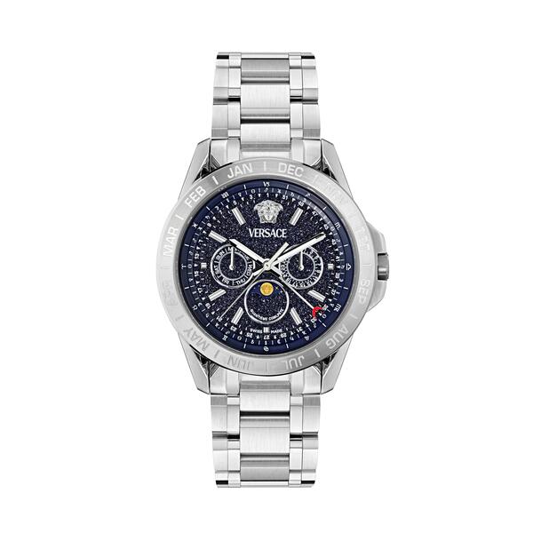 ヴェルサーチ メンズ 添え物 ウオッチ Versace Men\u0027s Moonphase Analogue Quartz Watch Blue/Silver 青碧