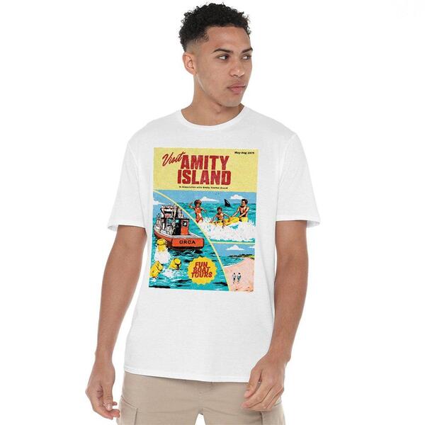 ユニバーサル メンズ トップス プルオーバー Universal Jaws Visit Amity Travel Poster T Shirt White 白いこと