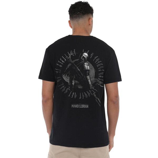 はやりっ児 ウォーズ メンズ トップス ティーシャツ Star Wars The Mandalorian Religion Front Back T-Shirt Black 黒いこと