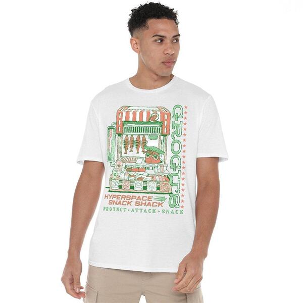 はやりっ児 ウォーズ メンズ トップス プルオーバー Star Wars The Mandalorian Grogu Snack Shack Market Shirt White 白いこと