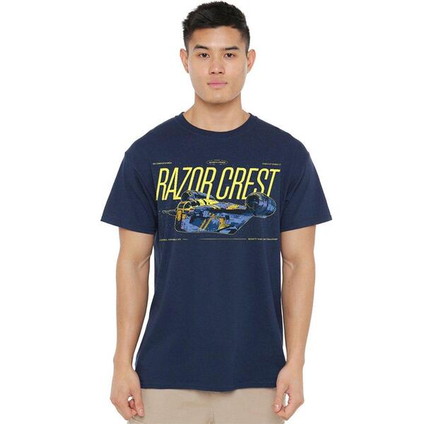 はやりっ児 ウォーズ メンズ トップス プルオーバー Star Wars The Mandalorian Grogu Razor Crest Gunship T Shirt Navy 米国海軍