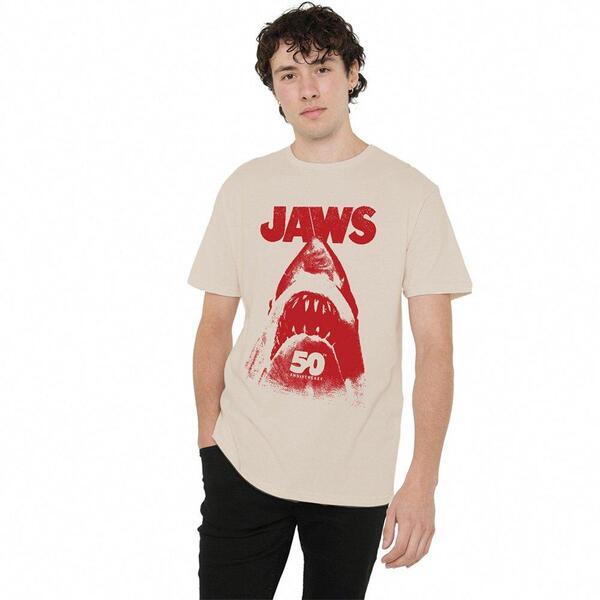 ユニバーサル メンズ トップス プルオーバー Universal Jaws Red Shark Poster T Shirt Sand Light Sand 沙子