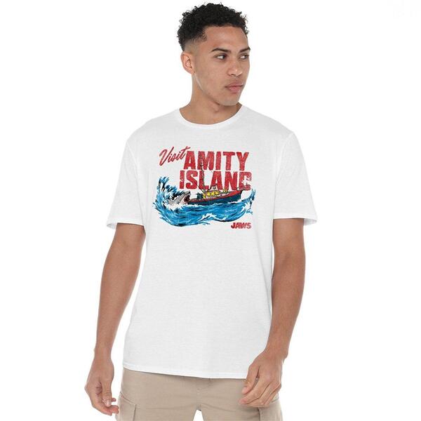 ユニバーサル メンズ トップス プルオーバー Universal Jaws Visit Amity Island Bite T Shirt White 白いこと