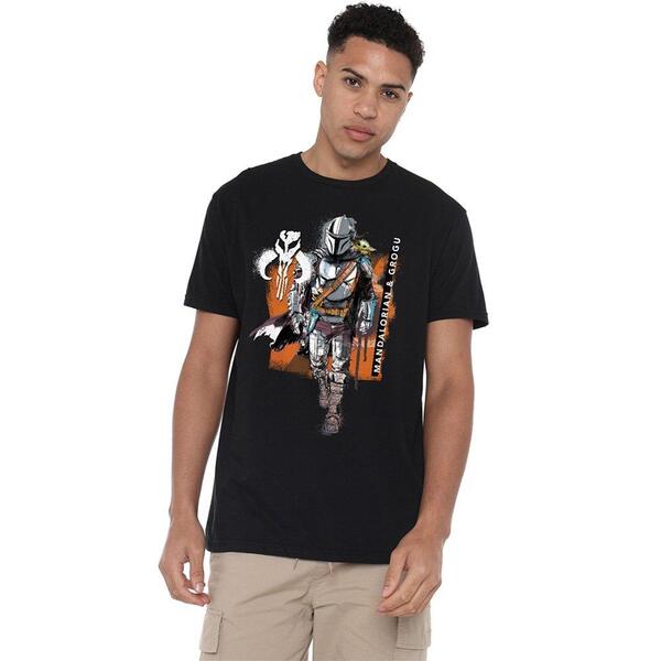 はやりっ児 ウォーズ メンズ トップス プルオーバー Star Wars The Mandalorian Grogu Graffiti Spray Pair T Shirt Black 黒いこと