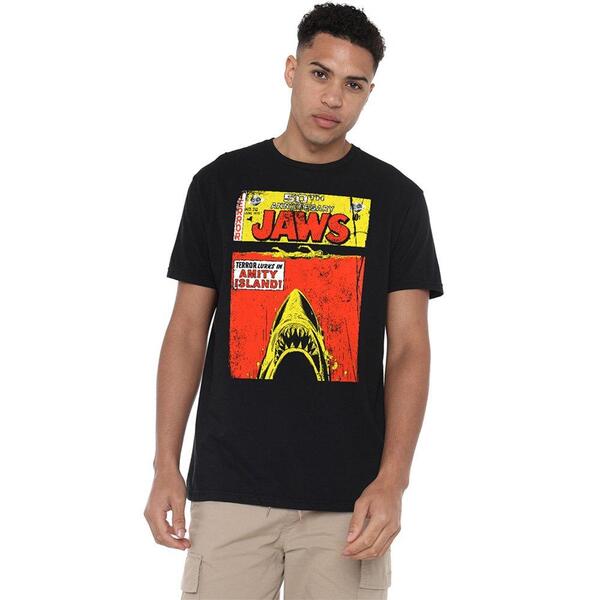 ユニバーサル メンズ トップス プルオーバー Universal Jaws Retro Comic Poster T Shirt Black 黒いこと
