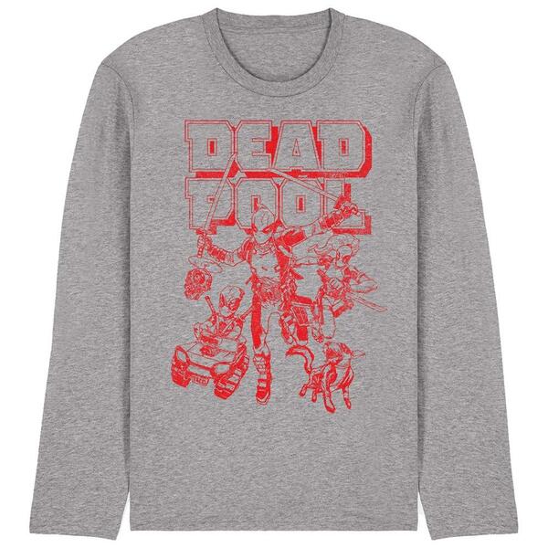 マーベル メンズ トップス プルオーバー Marvel Deadpool Corps Red Attack Long Sleeve T Shirt Ath Light Grey 薄墨色