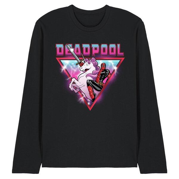 マーベル メンズ トップス プルオーバー Marvel Deadpool Metal Unicorn Wade Long Sleeve T Shirt Black 黒いこと