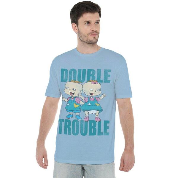 ニコロデオン メンズ トップス プルオーバー Nickelodeon Rugrats Double Trouble Unisex T Shirt Light Blue 青色