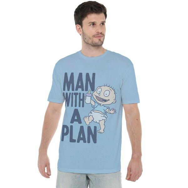 ニコロデオン メンズ トップス プルオーバー Nickelodeon Rugrats Man With A Plan Unisex Adult Shirt Light Blue 青色