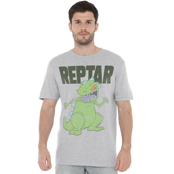 ニコロデオン メンズ トップス プルオーバー Nickelodeon Rugrats Reptar Big Unisex T Shirt Athletic Heathe Light Grey 薄墨色