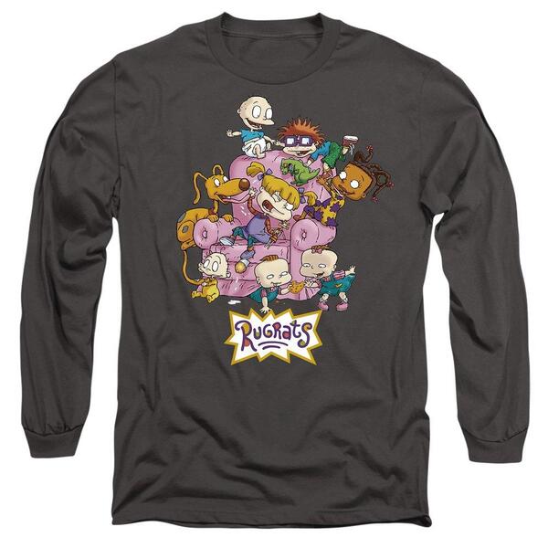 ニコロデオン メンズ トップス プルオーバー Nickelodeon Rugrats Chair Mens Long Sleeve T Shirt-Charcoal 濃灰色