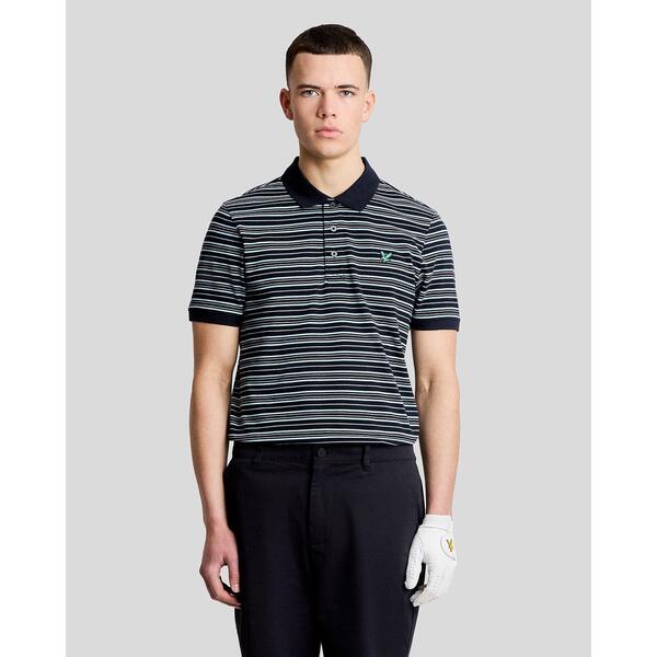 ライルアンドスコット メンズ トップス スポーツシャツ Lyle and Scott Lyle \u0026 Scott Golf Green Eagle Stripe Polo Shirt Y635 Navy/Blue 米国海軍