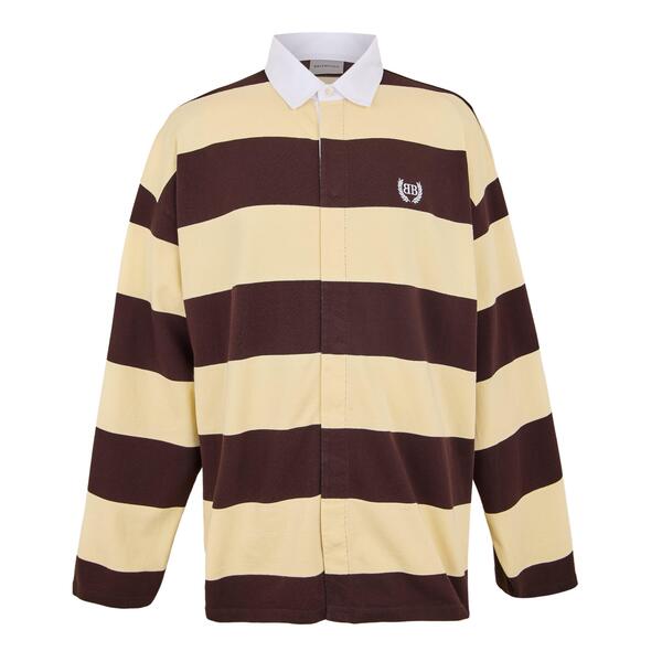 バレンシアガ メンズ トップス ポロシャツ Balenciaga Men's Rugby Polo Shirt Drk Brown/Beige ブラウン｜ReVida 店