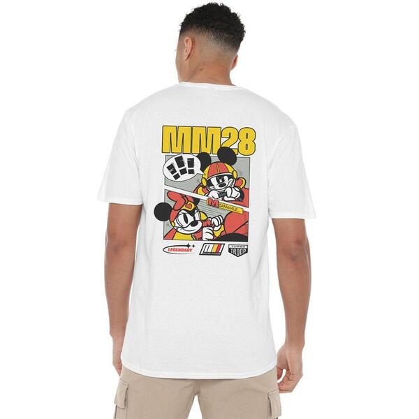 ウォルトディズニー メンズ トップス ティーシャツ Disney Mickey Mouse Racing Comic Strip T-Shirt White 白いこと