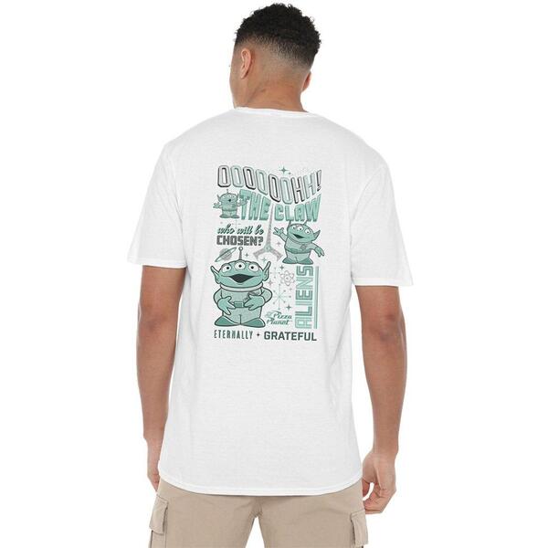 ウォルトディズニー メンズ トップス ティーシャツ Disney Toy Story Aliens Group Text Front Back T-Shirt White 白いこと