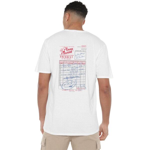 ウォルトディズニー メンズ トップス ティーシャツ Disney Toy Story Pizza Planet Menu Front Back T-Shirt White 白いこと