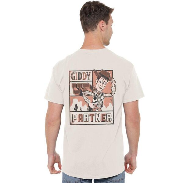 ウォルトディズニー メンズ トップス ティーシャツ Disney Toy Story Woody Giddy Up Front Back T-Shirt Natur Beige ベージュ
