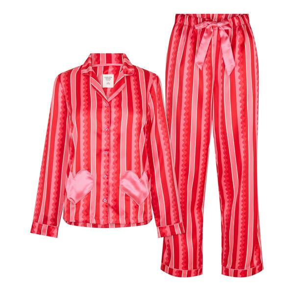 チェルシーピア レディース アンダー御召しもの ナイト爵御召しもの 繻子 Chelsea Peers Women\u0027satin Long Sleeve Pyjama Sets Pink Wiggle サクラ色
