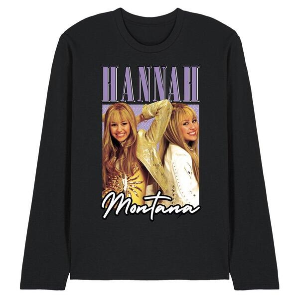 ウォルトディズニー メンズ トップス プルオーバー Disney Hannah Montana Montage Long Sleeve T Shirt Black 黒いこと