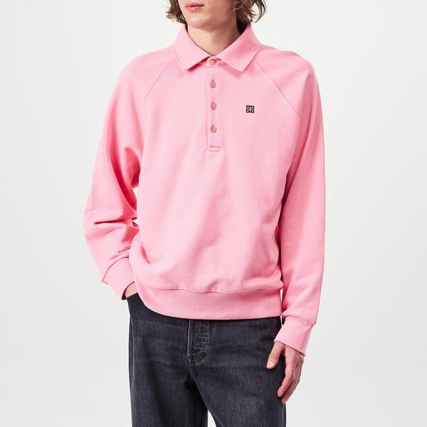 ジバンシー メンズ トップス スポーツシャツ GIVENCHY Men\u0027s Long Sleeve Tailored Fit Polo Shirt Pink さくら色