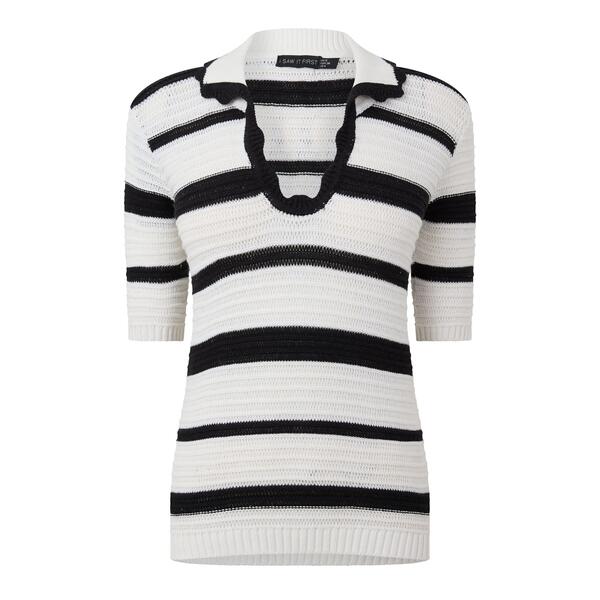 アイソウイットファースト レディース トップス スポーツシャツ 編み物 I Saw It First Knitted Polo Short Sleeve Top Cream/Black 皮膚軟化剤