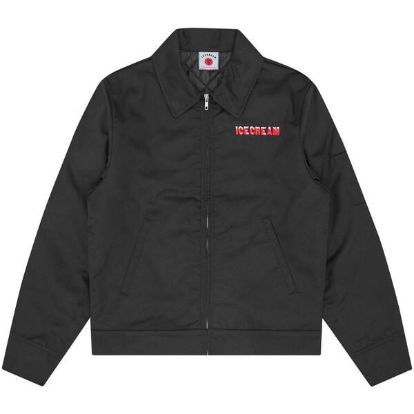 クリーム メンズ アウター 上衣・上衣 ICECREAMens Work Harrington Jacket Black 黒いこと