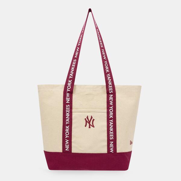ニューエラ レディース バッグ New Era Women's Canvastrap Tote Bags NY Cream/Red クリーム|ReVida 店