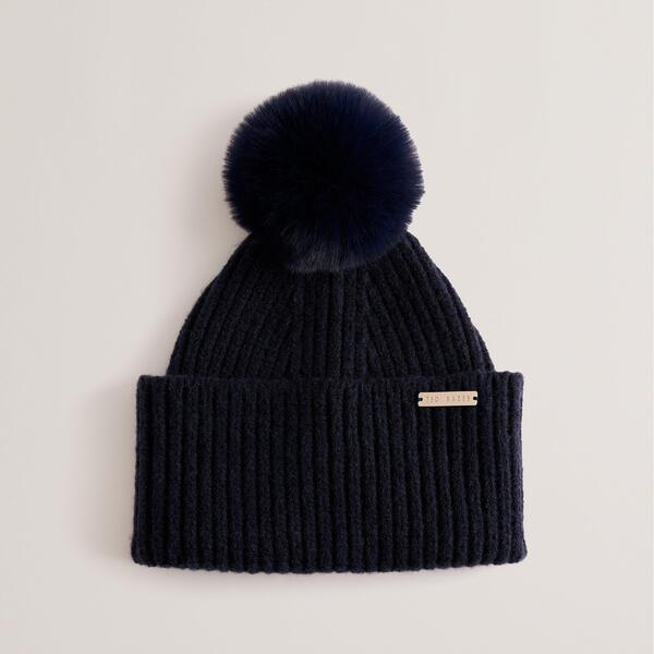 テッドベーカー レディース 付属物 鳥打ち帽 編み物 Ted Baker Women\u0027s Knitted Bobble Hat Navy 米国海軍