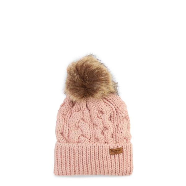 バブアー レディース 付属物 鳥打ち帽 編み物 Barbour Penshaw Cable-Knit Beanie Pink Blush さくら色