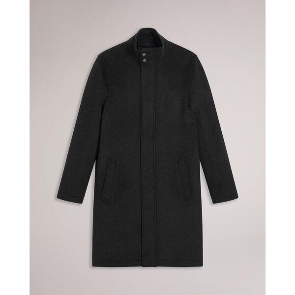 テッドベーカー メンズ アウター 上衣・上衣 照明ランプのど首 厚地の外套 Ted Baker Men\u0027s Funnel Neck Overcoat Grey 薄墨色